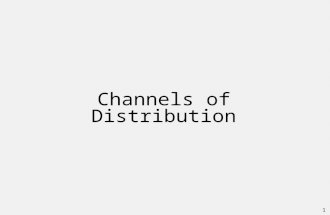 Distribution Management - Channels of Distribution