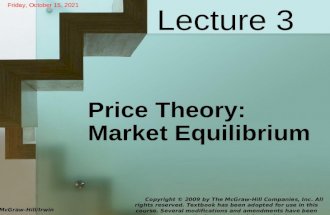 Lecture 3 - Price Theory - Market Equilibrium