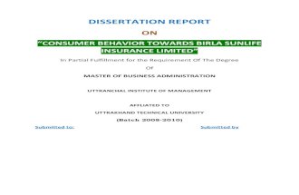 51530937 Consumer Behavior Towards Birla Sunlife Insurance Limited