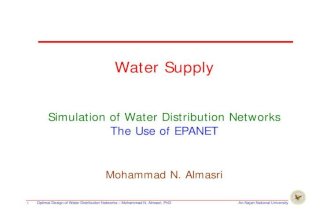 Simulation of Water Distribution Networks the Use of EPANET