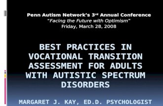 Best Practices In Vocational Transition Assessment For Adults With Asd