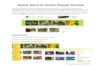 Quick Introduction to Green Planet Streaming
