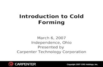 Introduction to Cold Forming