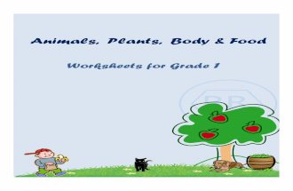 Animals Plants Body and Food Worksheets for Grade