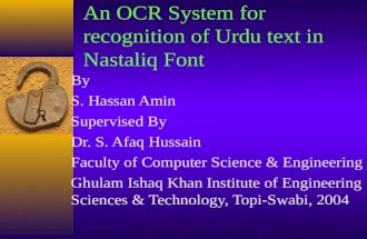 An OCR System for recognition of Urdu text in Nastaliq Font