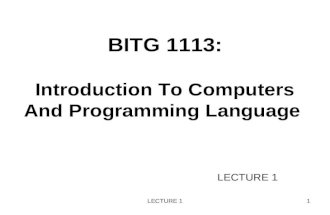 Lecture1 Introduction to Computers and Programming Language