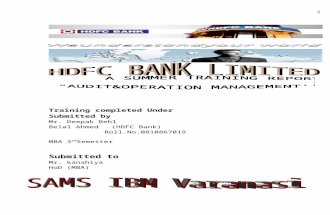 Summer Training Project on HDC Bank Varanasi SHISH MBA SAMS IBM Varanasi