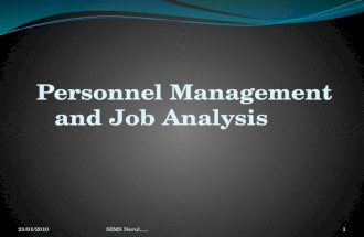 Personnel Management and Job Analysis