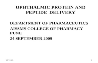 Ophthalmic Protein Peptide Drug Delivery