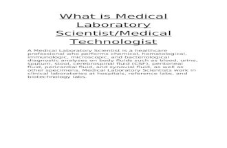 What is Medical Laboratory Scientist/technologist