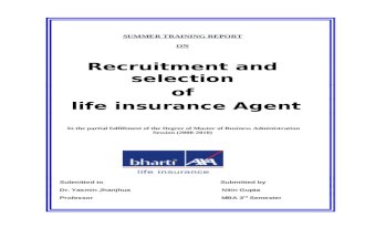 Summer Training Report on recruitment of advisors for bharti axa life insurance