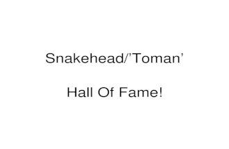 Toman Hall Of Fame