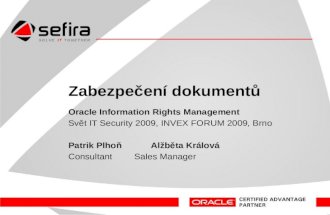 Zabezpečení dokumentů - Oracle IRM