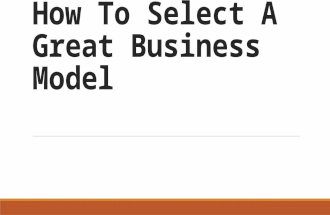 How to select a great business model