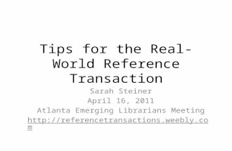 Tips for the real world reference transaction
