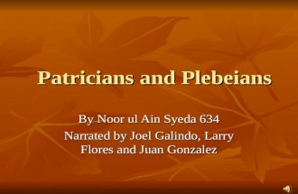 Patricians And Plebeians Syeda