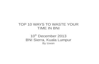 BNI Network Education - 10 ways to waste your time in BNI