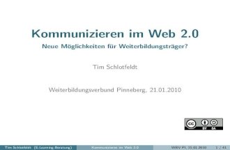 Kommunizieren im Web 2.0 - Neue Möglichkeiten für Weiterbildungsträger?