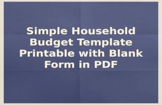 Simple Household Budget Template to Print Blank Form in Adobe PDF