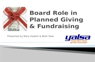An Association Board's Role in Fundraising & Planned Giving
