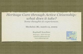 Heritage Care through Active Citizenship: what does it take?