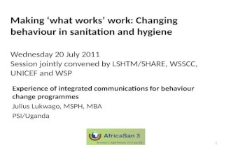 AfricaSan 2011, Rwanda: Behaviour change session - Julius Lukwago, PACE/PSI, Uganda