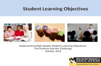 MSDE Presentation on Student Learning Objectives: MSEA 2013 Convention