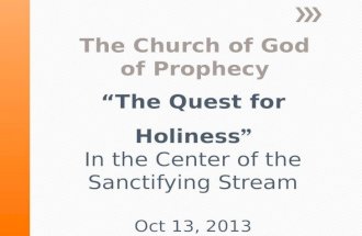 The Quest for Holiness: In the Center of the Sanctifying Stream