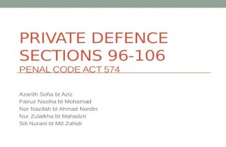 Private defence (Sec 96 - Sec 106 Penal Code)