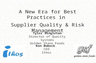 Ithos Global Best Practices In Supplier Quality And Risk Mgmt