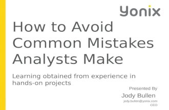 Yonix presents: Common Mistakes Analysts Make