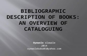 Oyewole Olawale Cataloguing of books