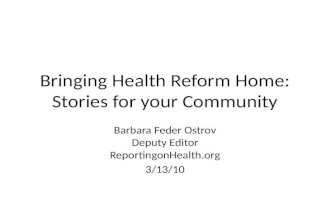 Bringing Health Reform Home: Localizing your coverage