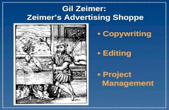 Zeimer's Advertising Shoppe BNI Presentation 052709v1 -- freelance copywriting, freelance copy editing, freelance project management