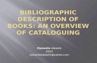 Cataloguing and classification