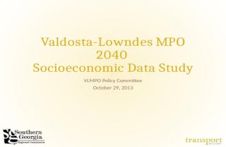 2040 Socioeconomic Study - VLMPO Presentation