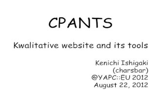 CPANTS: Kwalitative website and its tools