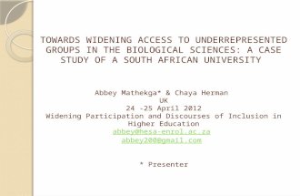 Towards widening access to underrepresented groups in the Biological Sciences: A case study of a South African University