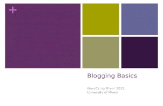 WordCamp Miami 2012: Blogging Basics