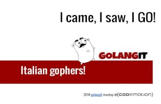 I came i saw i go - golang it meetup codemotion rome 2014