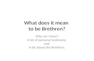 Brethren - What Does It Mean?