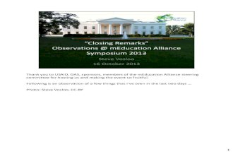 Observations @ mEducation Alliance Symposium 2013 (Closing Remarks)