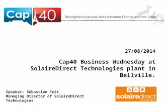 Sébastien Feit's presentation at Cap40 Business Wednesday at SolaireDirect Technologies