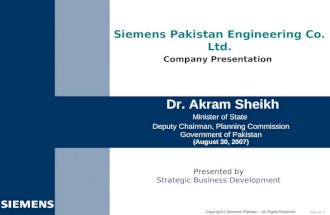 Siemens Pakistan’s Presentation To Planning Commision 30 Aug 2007