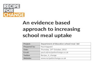 Recipe for Change - London LAs - School Meal Uptake