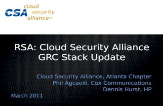 RSA: CSA GRC Stack Update for the CSA Atlanta Chapter