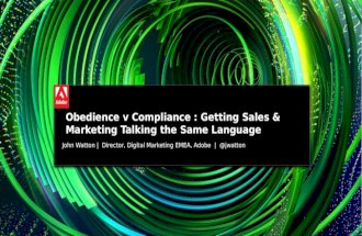 Obedience v Compliance : Getting Sales & Marketing Talking the Same Language