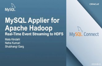 MySQL Applier for Apache Hadoop: Real-Time Event Streaming to HDFS