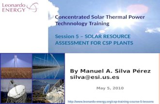 Concentrated Solar Power Course - Session 5 -  Solar Resource Assessment