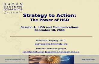 Strategy to Action: The Power of HSD Session 4: HSD and Communications December 10, 2008 Glenda H. Eoyang, Ph.D. geoyang@hsdinstitute.org geoyang@hsdinstitute.org.